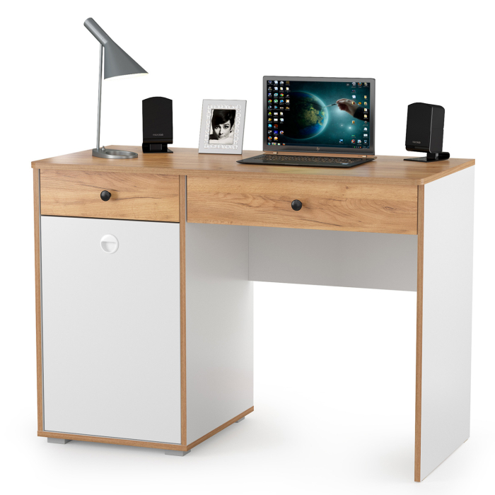 Офисная мебель, Вуди Компоновка № 32 белый премиум/дуб крафт золотой, 351х52,7х205 см, ун.сб.