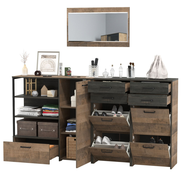 Прихожие, Навесное зеркало в прихожую Трувор с обувницами и комодом-тумбой