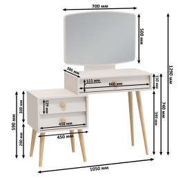 Туалетный столик с зеркалом Афина и кровать 1400 двухспальная