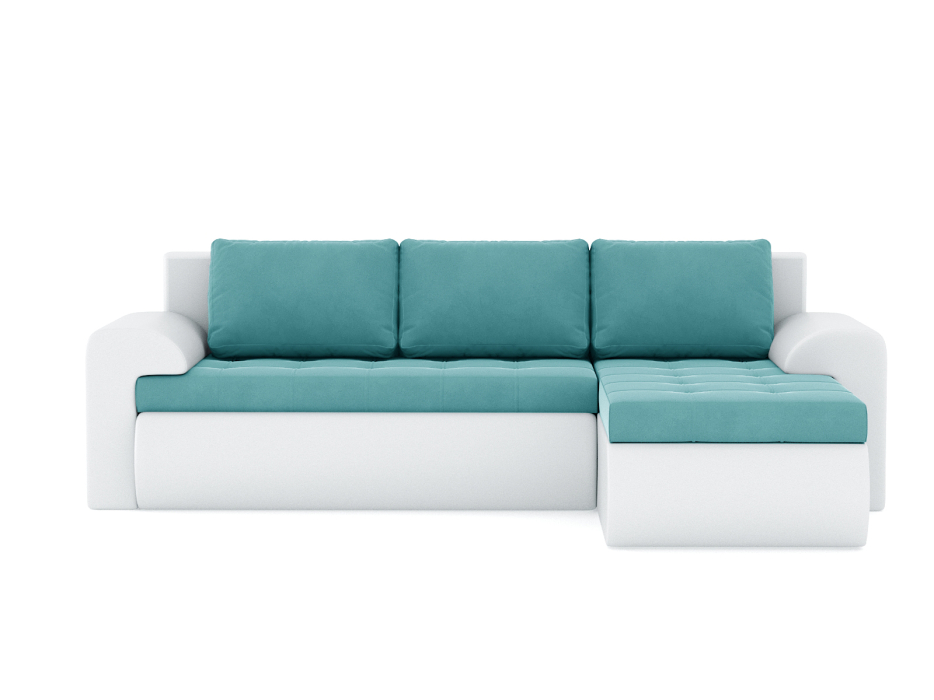 Диваны угловые в гостиную, Диван-кровать угловой Кормак с подлокотниками, велюр+кож.зам.