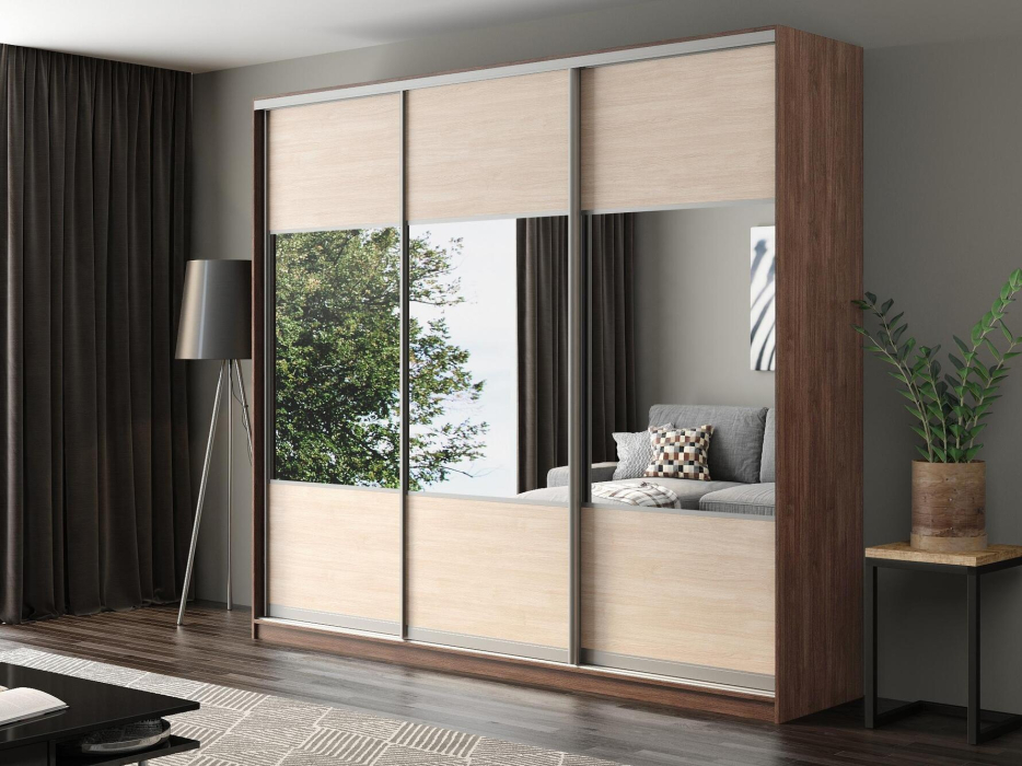 Шкафы-купе, Шкаф-купе Айсберг 260 ШАМОНИ ТЕМНЫЙ (шамони светлый/комбинированный)