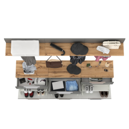 Три обувницы с вешалкой для одежды с полкой в узкую прихожую Октава