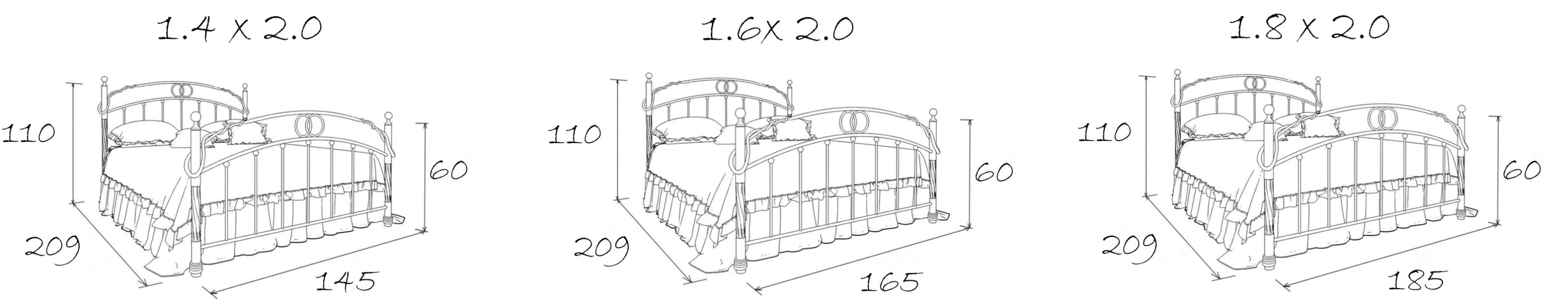 Двуспальные, Кованая кровать Виктория 1.8 с одной спинкой