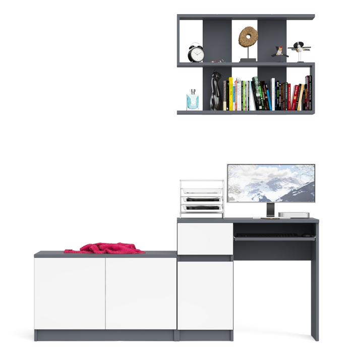 Прямые компьютерные столы, Компьютерный стол Мори МС-1 левый с тумбой две дверки и полкой