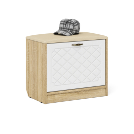 Обувница с мягким сиденьем с зеркалом П-6 МДФ фрезеровка ромб