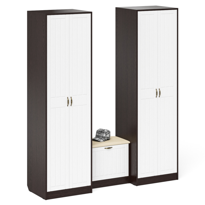 Прихожие, Два шкафа с дверками и обувница с сиденьем П-6 № 07 МДФ фрезеровка прованс