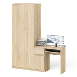 Шкаф две двери Мори 800.1 с компьютерным столом МС-1 ящик и дверь слева