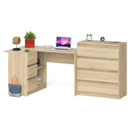 Комод Мори МК800 4-ре ящика с угловым компьютерным столом Мори МС-16 тумба слева