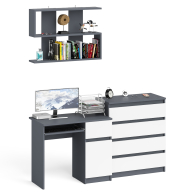 Прямые компьютерные столы, Комод Мори четыре ящика на 800 с компьютерным однотумбовым столом МС-1 правый и навесной полкой