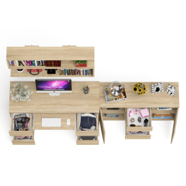 Двухтумбовый стол компьютерный с ящиками МС-2 с тумбой-комодом и полкой 1200 Мори