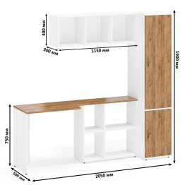 Стол-трансформер с навесной полкой Лидер-8 и функциональным пеналом МД 23Б
