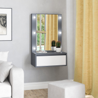 С зеркалом, Стол косметический навесной с подсветкой