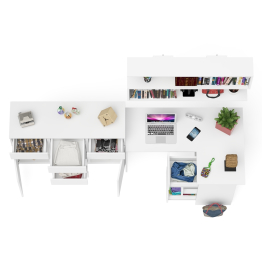 Угловой стол компьютерный Мори МС-16 правый с комодом МК1200.4 и открытой книжной полкой