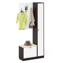 Обувница с мягким сиденьем вешалка с крючками и пенал П-6 МДФ фрезеровка прованс