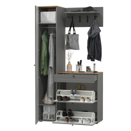 Обувница с пеналом для одежды и вешалкой с полкой Остин