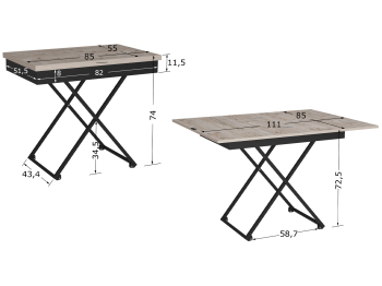 Стол универсальный трансформируемый АНДРЭ Loft ЛДСП