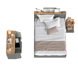 Кровать Остин 1600 с ортопедическим основанием с тумбой-комодом и тумбой прикроватной