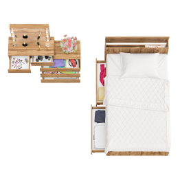 Столик туалетный с лампочками 110 с полутораспальной кроватью с ящиками Ксения 1200