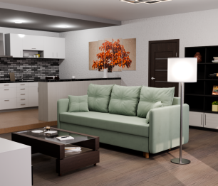 Прямой диван Лотос,НПБ,еврокнижка,велюр