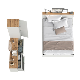 Бельевой шкаф-пенал Остин с кроватью с основанием и комодом на 6-ть ящиков