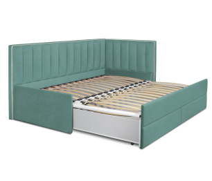 Кровать угловая с дополнительным спальным местом Порше, микровелюр