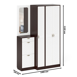 Модульная прихожая с зеркалом П-6-500 № 49 фрезеровка ромб