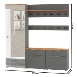 Шкаф для верхней одежды двери зеркало с обувницами и вешалками Октава