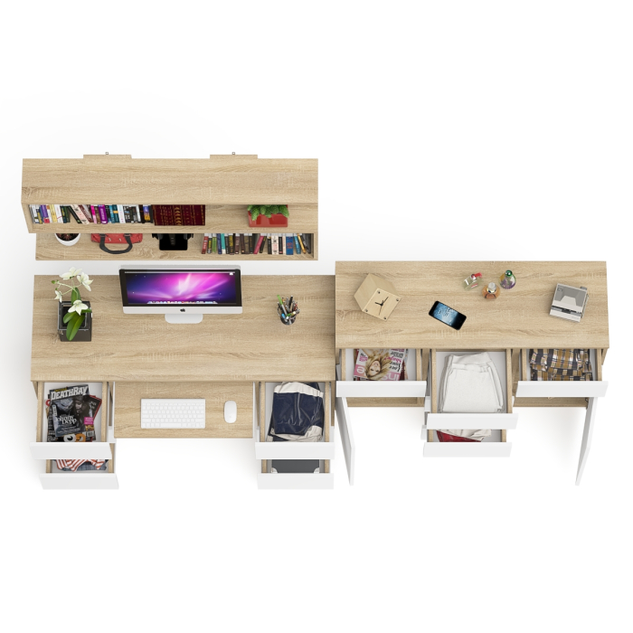 Домашние кабинеты, Комод-тумба Мори МК1200.4 с открытой верхней полкой и стол компьютерный МС-2