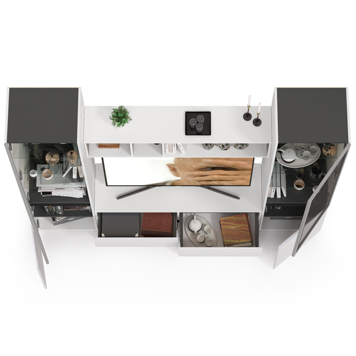 Стенки для гостиной, Гостиная Сидней с фасадами стекло