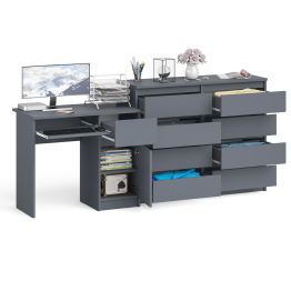 Комод 8-мь ящиков Мори МК1200 и правый компьютерный стол Мори МС-1