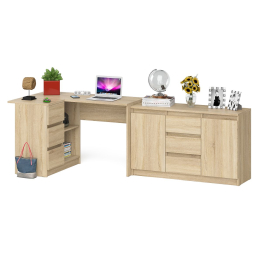 Тумба-комод ящики по середине и дверки по бокам Мори МК1200.3 и стол компьютерный МС-16 левый