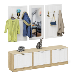 Набор мебели для прихожей из обувниц зеркала и вешалок П-6 № 03 МДФ фрезеровка прованс