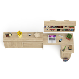 Тумба-комод МК1600.1 Мори с навесной книжной полкой и угловой компьютерный стол МС-16 правый