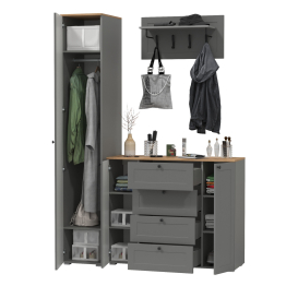 Шкаф-пенал с комодом четыре ящика и вешалкой для одежды Остин