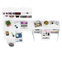 Угловой компьютерный стол Мори МС-16 левый с верхней полкой и тумбой-комодом 1200-3