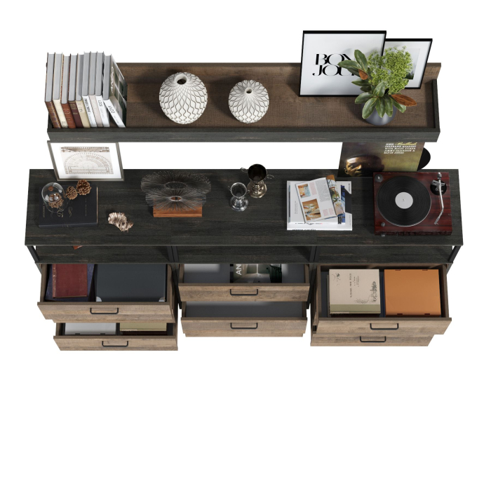 Стенки для гостиной, Три комода с ящиками и верхняя навесная полка Трувор