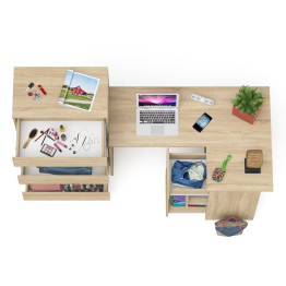 Высокий комод 700 пять ящиков и угловой компьютерный стол МС-16 правый серии Мори