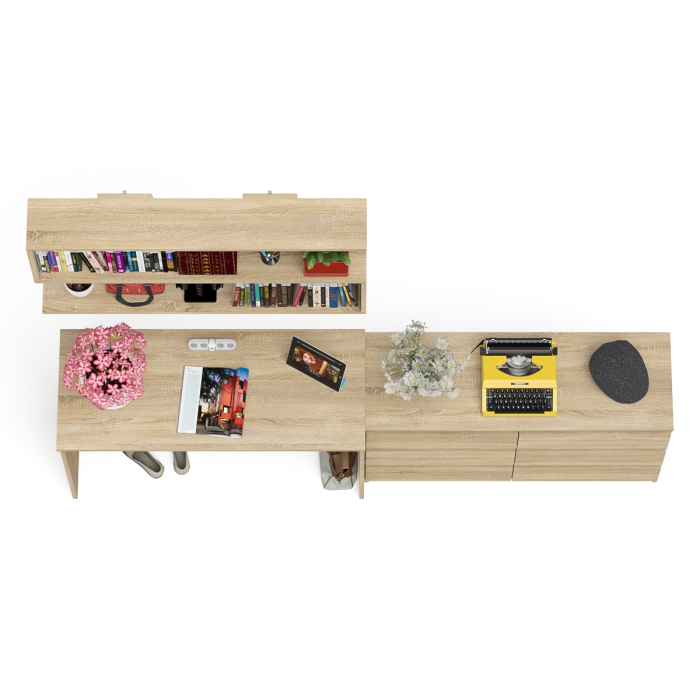 Прямые компьютерные столы, Мори стол письменный 1200.1 с полкой 1200 и широким комодом