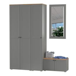 Шкаф 2-х дверный с тумбой и зеркалом и пеналом для прихожей Остин