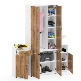 Широкий платяной шкаф глубиной 375 мм и две тумбочки Лидер-8 МД 3.15 и МД 3.19