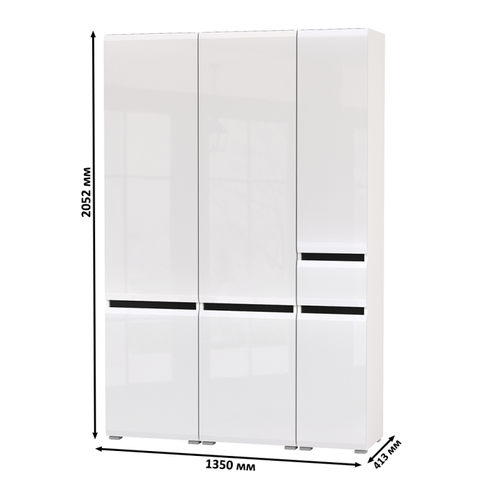 Шкафы распашные, Два шкафа Сидней с дверками и один шкаф Сидней с ящиком