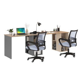 Набор для работы и учёбы из двух столов письменных Лайт 12.163 и двух серых кресел