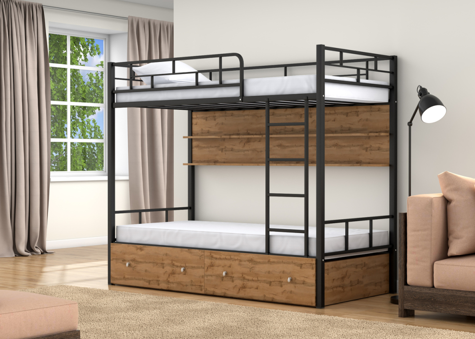 Для подростков, Двухъярусная кровать Валенсия ящики полка дуб ватан