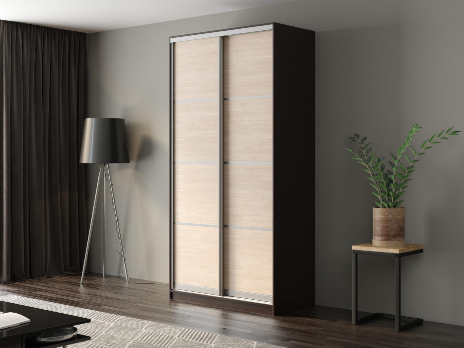 Шкафы-купе, Шкаф-купе Айсберг 130 ВЕНГЕ (шамони светлый/глухой)