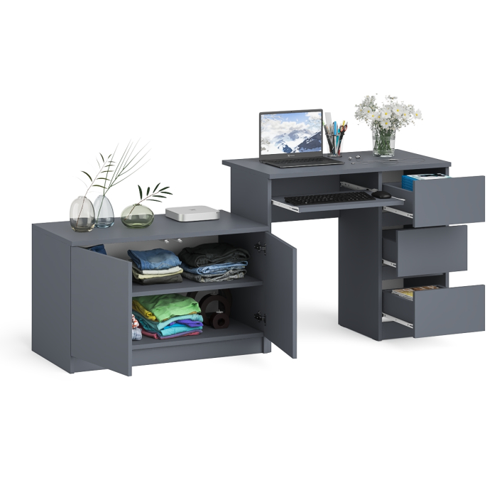 Прямые компьютерные столы, Тумба Мори МА900.1 и стол компьютерный МС-6 ящики справа
