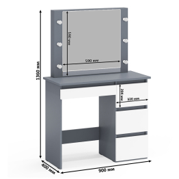 Комод-тумба 123-1204 и столик косметический с подсветкой и зеркалом Сура