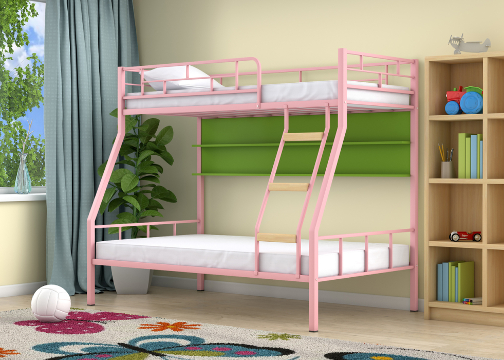 Для подростков, Двухъярусная кровать Радуга полка зеленый
