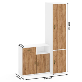 Шкаф узкий глубокий Лидер-8 МД 23Б и две разных тумбы МД 3.15 и МД 3.19