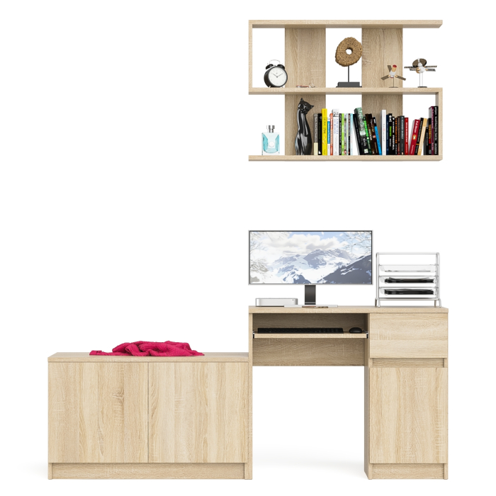 Прямые компьютерные столы, Стол компьютерный однотумбовый Мори МС-1 правый с верхней полкой 900 и тумбой