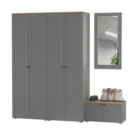 Тумба две дверки с навесным зеркалом и два шкафа Остин